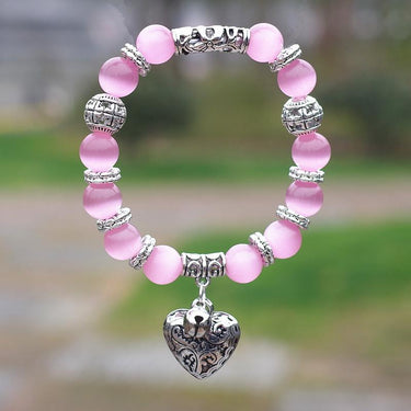 10mm Natural Stone Bracelet with Heart Pendant-Your Soul Place